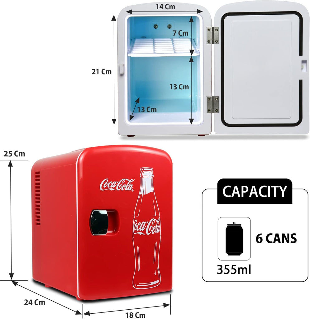 Mini Fridge for Bedroom Cosmatic Office 4L Small Refrigerator 6 Can Mini Dorm Fridge Portable Cooler 12V DC 110V AC