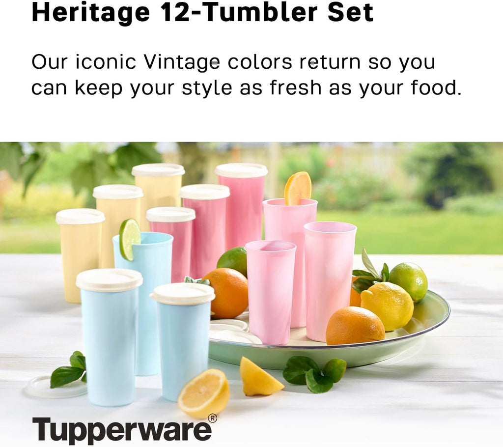 Tumbler Set in Multicolor, 12 Count, Dishwasher Safe and BPA Free (12 Tumblers, 12 Lids, 16 fl oz each)