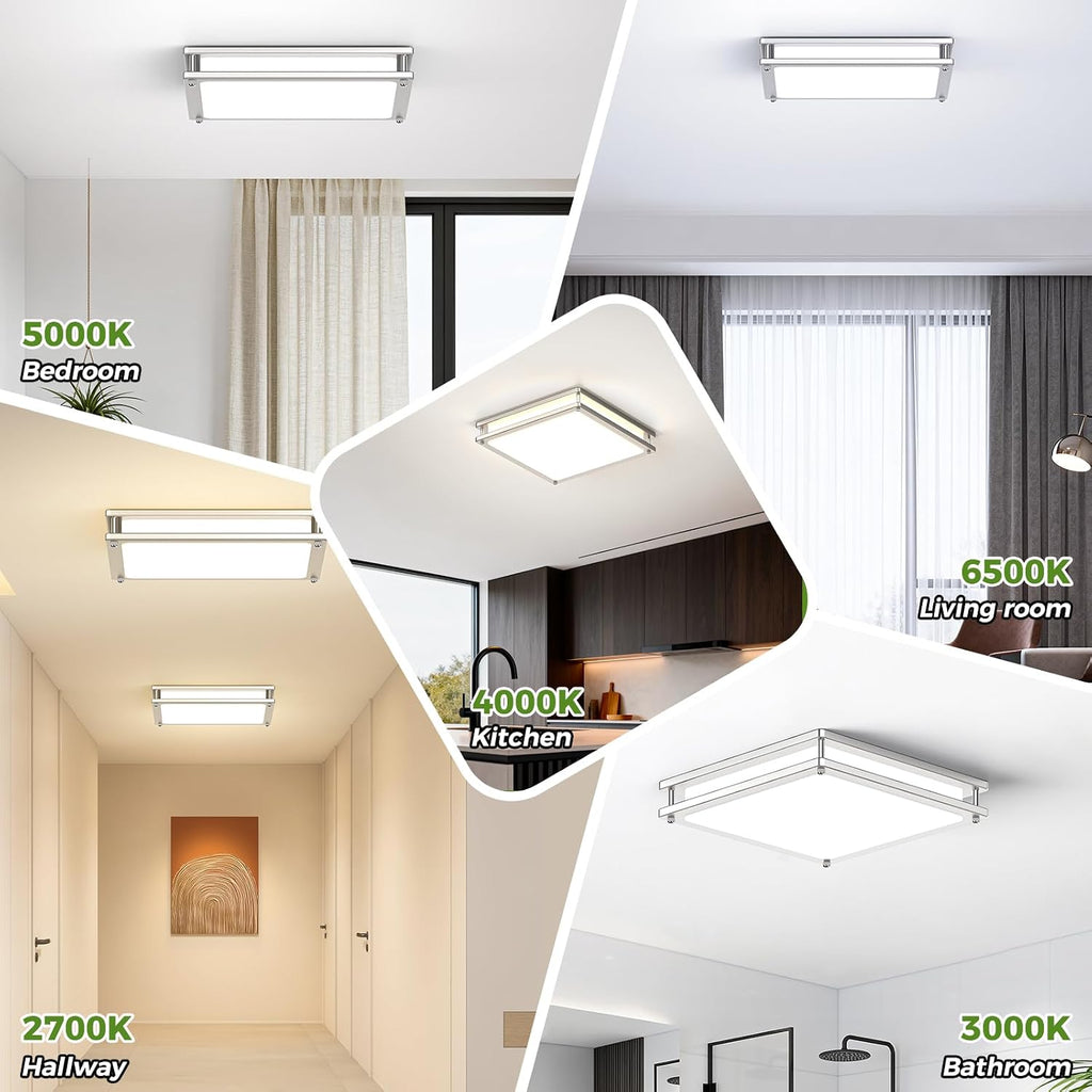 13 Inch Dimmable LED Ceiling Lights , 1-Pack 36W Square Flush Mount Light Fixtures, 3200LM Super Bright
