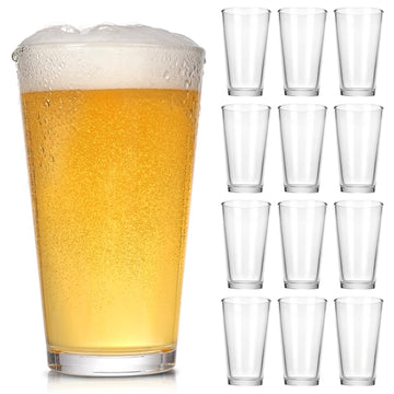 16 Oz Beer Pint Glasses Set of 12