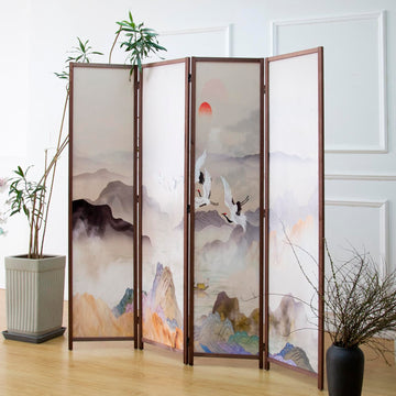 4 Panel Room Divider, Double-Sided Folding Privacy Screen - Freestanding Wall Partition with New Chic Colorful