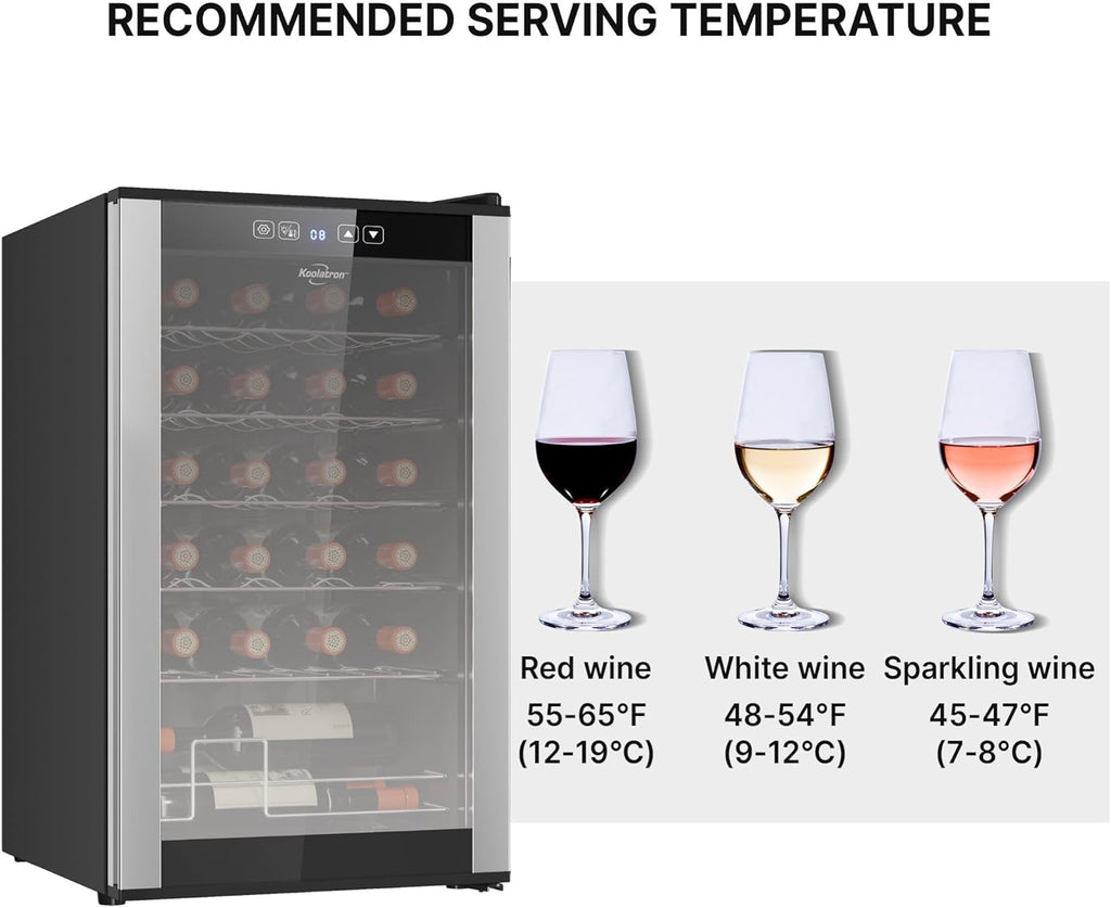 24 Bottle Wine Fridge - Freestanding Wine Cooler with Glass Door, 2.4 cu. ft (68