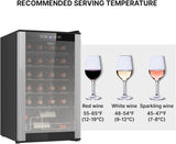 24 Bottle Wine Fridge - Freestanding Wine Cooler with Glass Door, 2.4 cu. ft (68