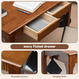 39.4'' Solid Wood Desk with Drawers, Mid Century Modern Home Office Desk