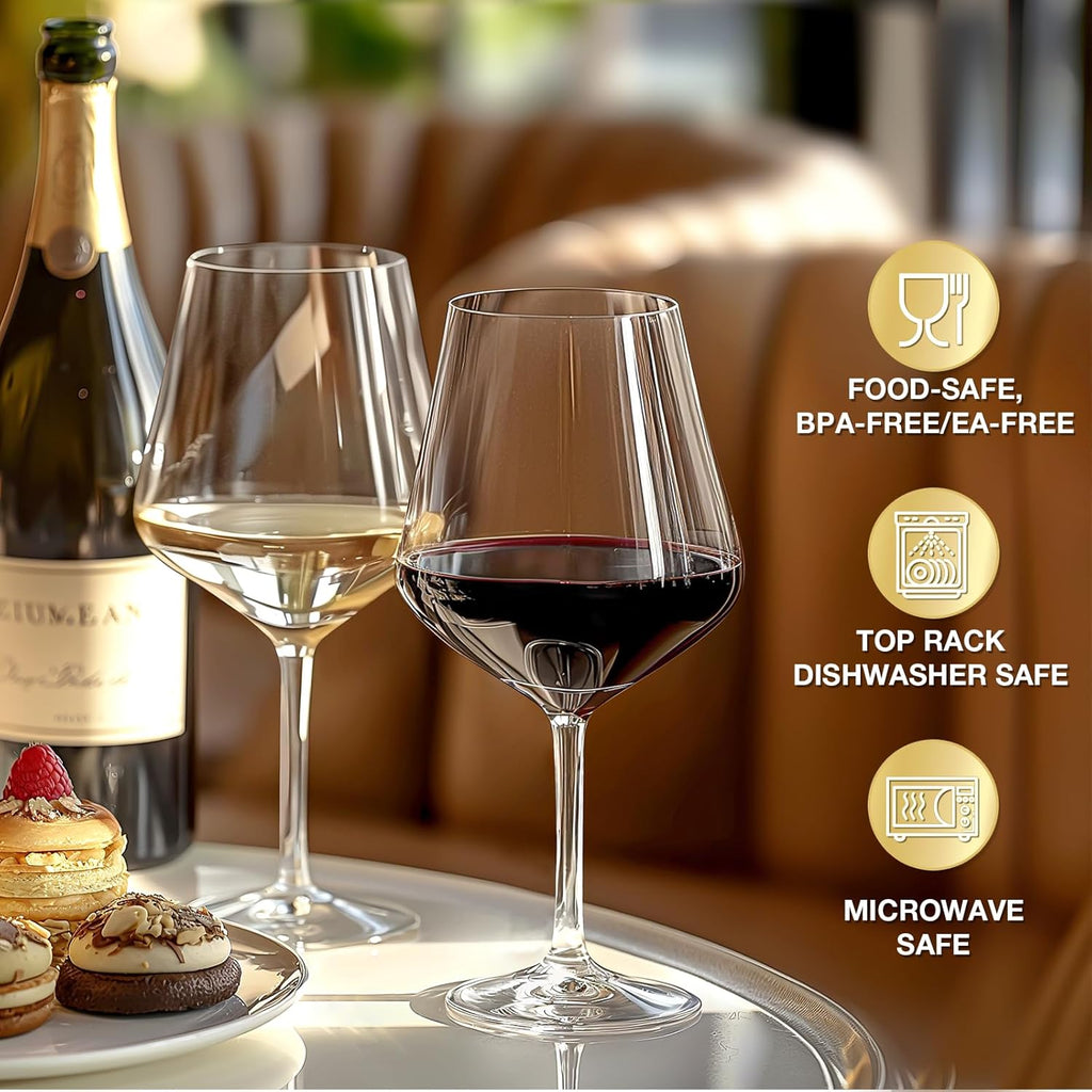 Unbreakable Wine Glasses Set of 6, 16 oz Plastic Wine Glasses with Stem, BPA Free, Reusable Wine Glass for Poolside