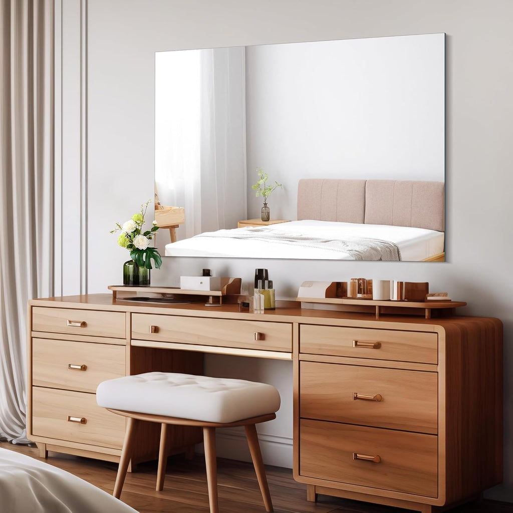 Frameless Mirror, 30x40 Inch Rectangle Vanity Mirror for Wall, Large Bathroom Mirror Over Sink with Polished Edge