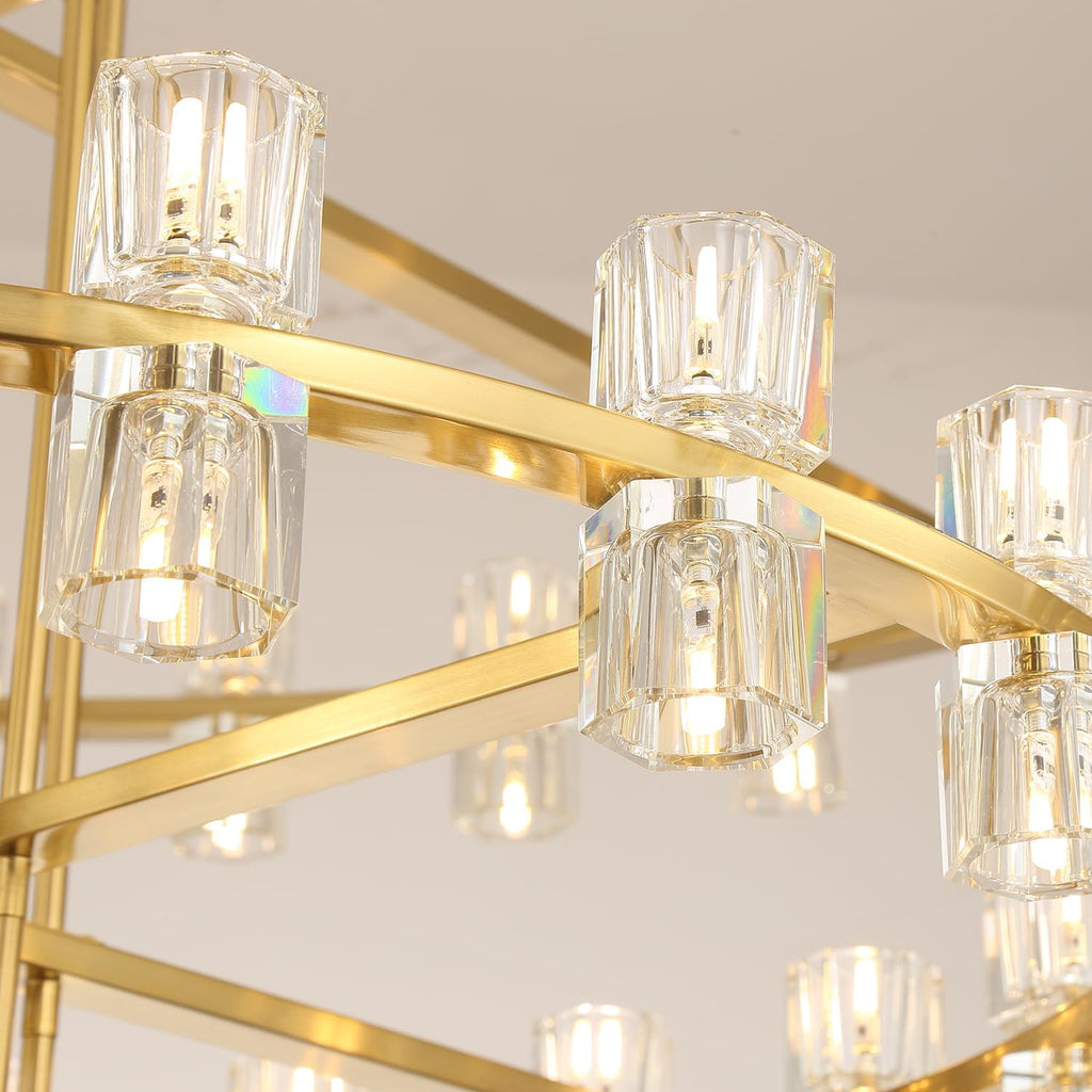 Inspired Arcachon Style 3-Tier Round Wagon Wheel Chandelier, 24" + 40" + 59" 124-Light Gold — Grand Foyer & High Ceilings