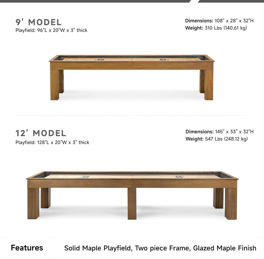Shuffleboard Table (9FT and 12FT,Glazed Maple)