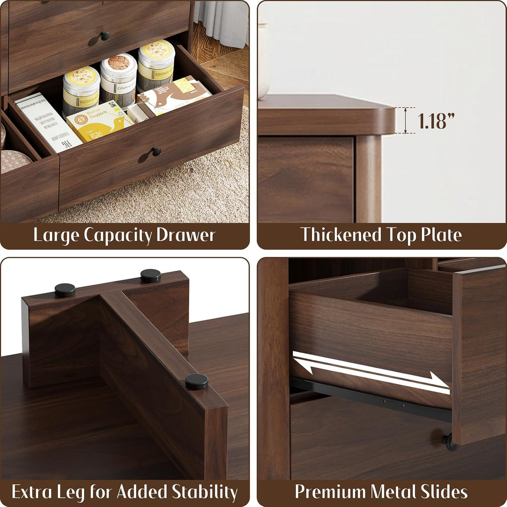 Kids Dresser Cabinet with 8 Drawers, Changing Table with Open Shelves, Multi-Functional Chest of Drawers, Kids