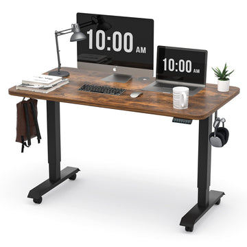 48"x24" Electric Height Adjustable Standing Desk, Rustic Brown