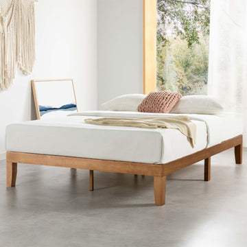 Naturalista Classic - 12 Inch Solid Wood Platform Bed with Wooden Slats, No Box Spring Needed, Easy Assembly, Queen