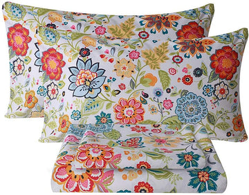 Sheet Set Ultra Soft Breathable Silky Flower Bed Sheets Deep Pocket 100% Microfiber Bedding Sheets 4 Piece