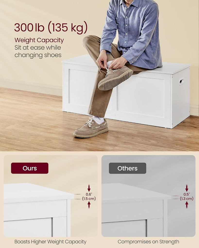Storage Chest, Storage Trunk with 2 Safety Hinges, Storage Bench, Shoe Bench, Farmhouse Style, 15.7 x 39.4 x 18.3