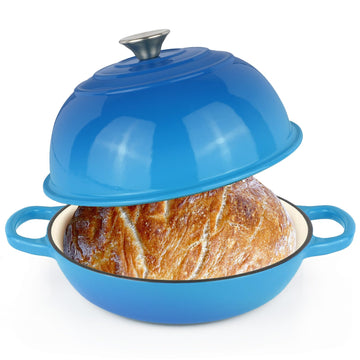 6QT Bread Dutch Oven Pot with Lid Enameled Cast Iron Dutch Oven Blue