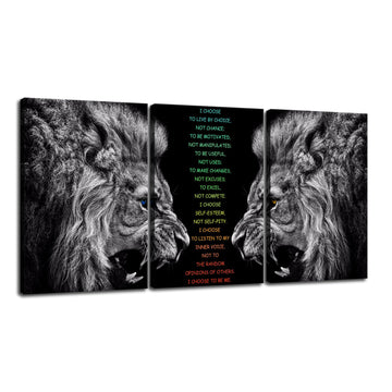 Motivational 3 Pieces Lion Wall Art Inspirational I Choose Poster Inspirational Canvas Painting Prints Wall Pictures