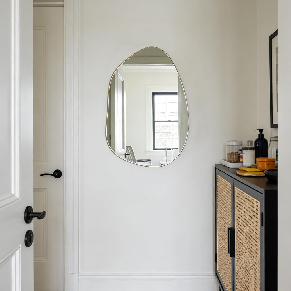 Irregular Wall Mirror Asymmetrical Mirror, Gold Mirror Living Room Entryway Bedroom, Decorative Modern Mirror