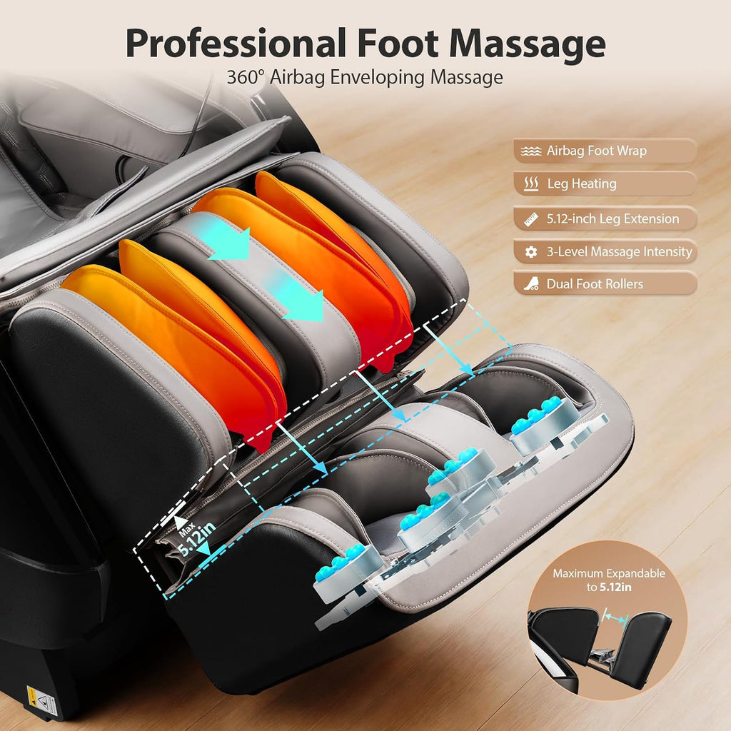 4D Massage Chairs Full Body-53.2" Ultra Long SL Track,32 Airbags | Zero Gravity,Full-Body Air Compression,Core