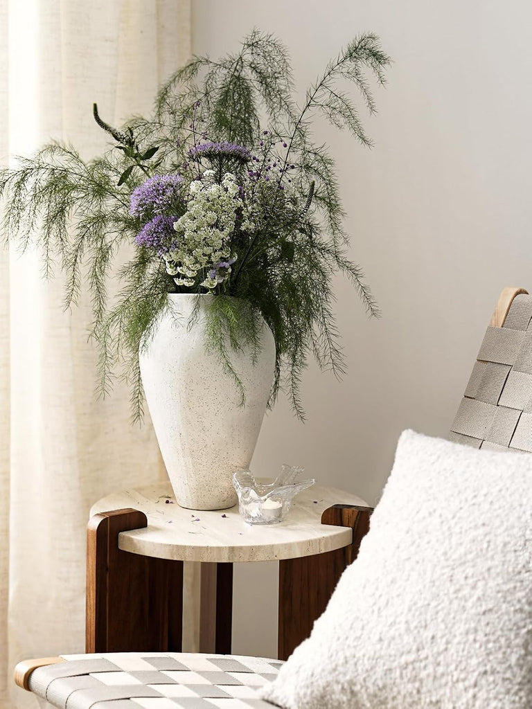 White Ceramic Vase - Large 11.8 Inch Tall Floor Vase