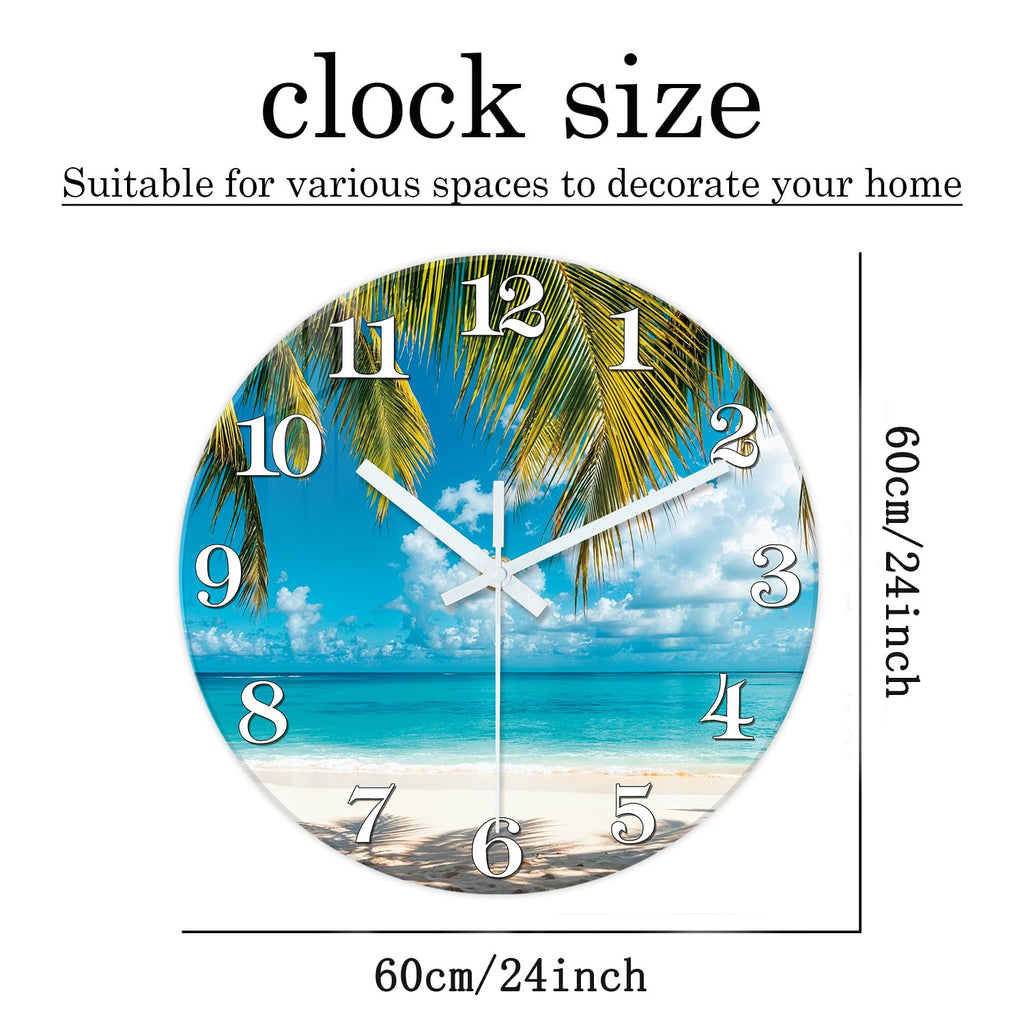 Large Beach Wall Clock Battery Operated 24 Inch Silent