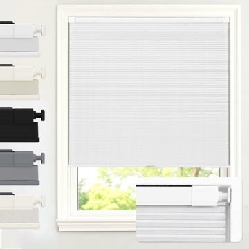 No Drill Cordless Blackout Cellular Shades, 18" W x 64" H, White