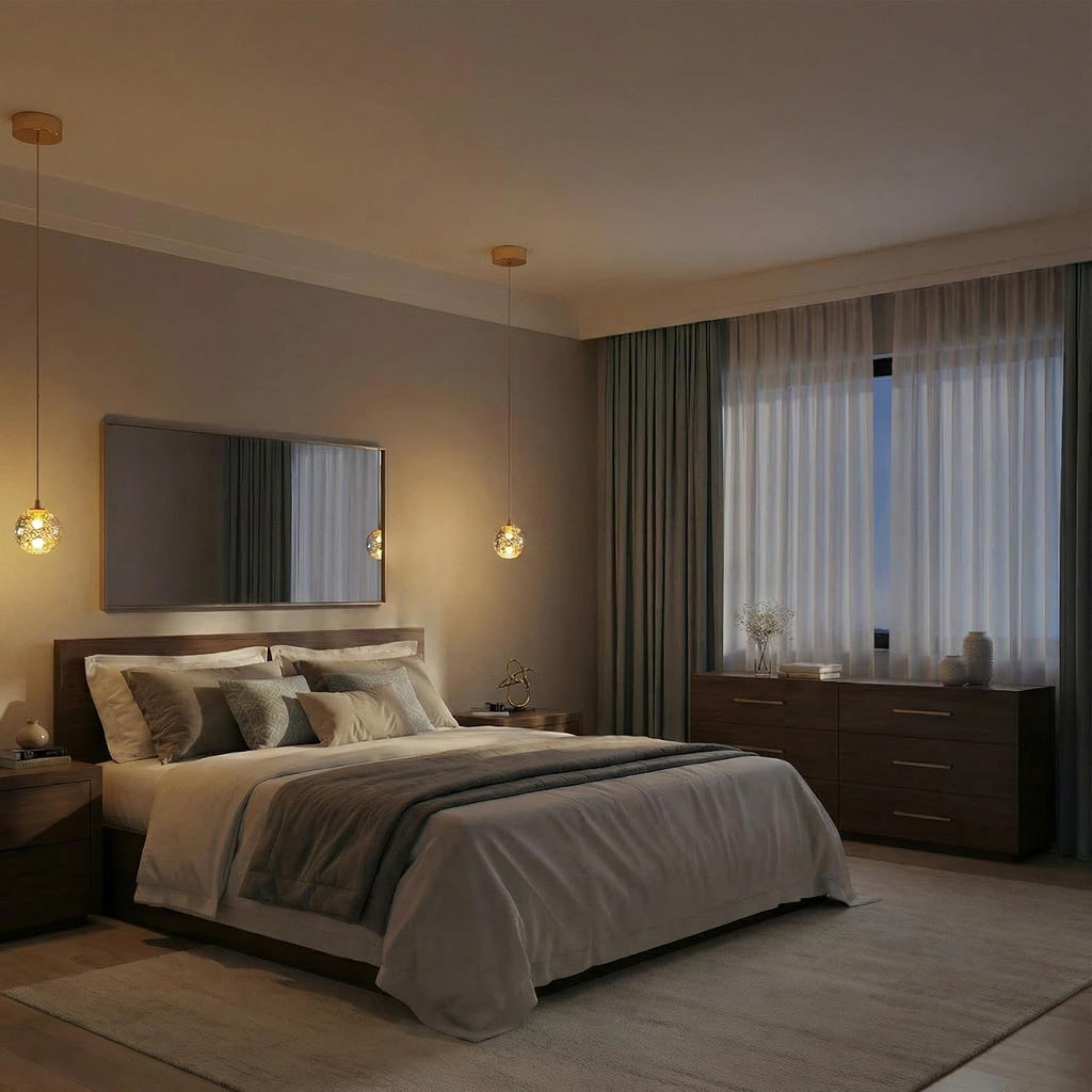 Modern Gold Single Pendant Light with Bubble Glass, Small Globe Pendant Light 70.86" Drop, Kitchen Pendant Lighting