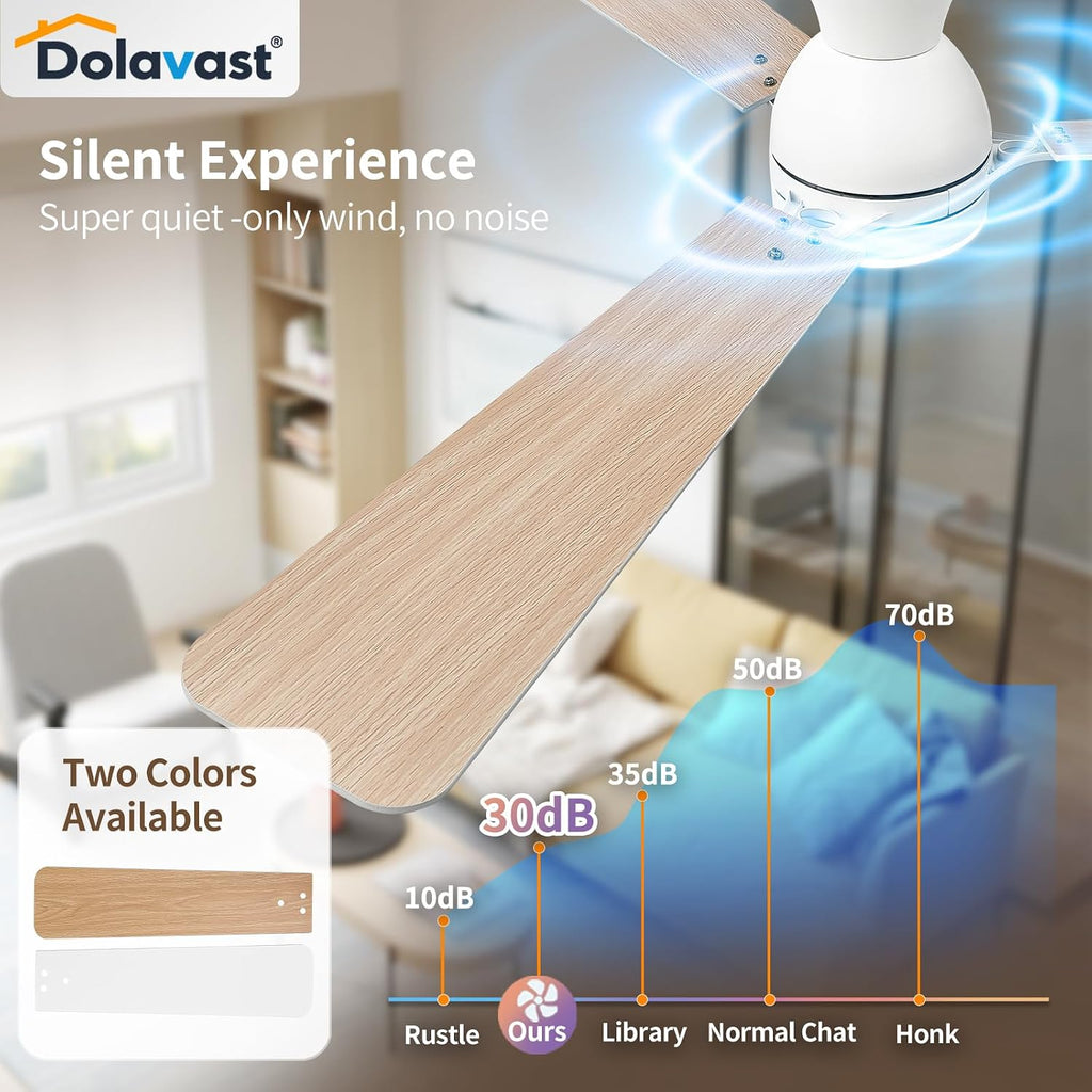 Ceiling Fans with Lights and Remote, 52 Inch Ceiling Fan with Light, Low Profile Reversible Ceiling Fans