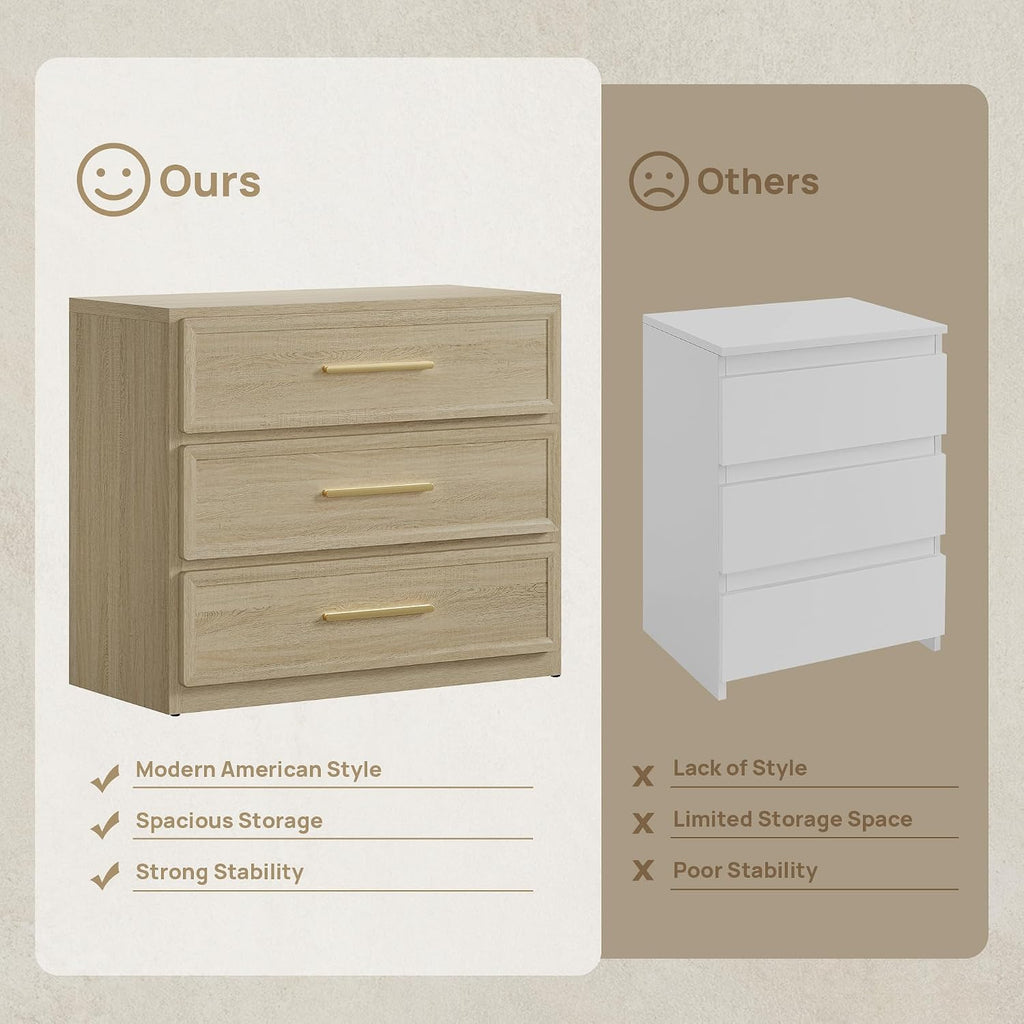 Night Stand Set 2 Oversized Extra Large Nightstands Set of 2 Tall Bedside Side Table with 3 Drawers Storage Modern