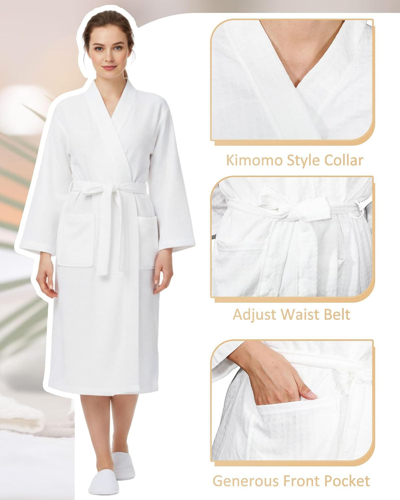 Waffle Bathrobe and Slippers Bulk Set Spa Robes Hotel Bath Lightweight Thin Commercial Soft Shower Party