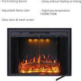 35.63” W 27.5" H Electric Fireplace Insert with Low/High Temperature Settings