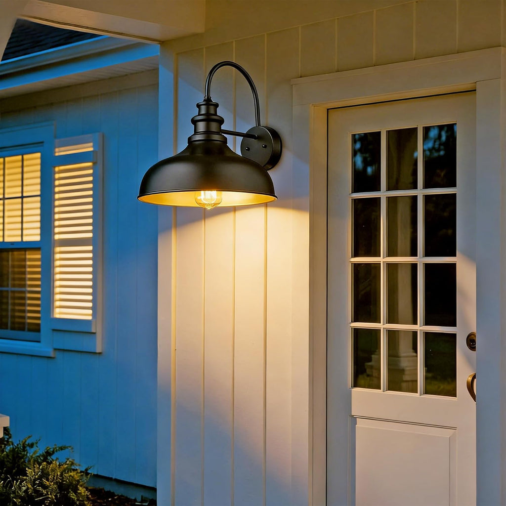 Exterior Farmhouse Barn Light Fixtures, Vintage Black Wall Sconces, E26 Socket Outdoor Wall Mount Lighting Fixture