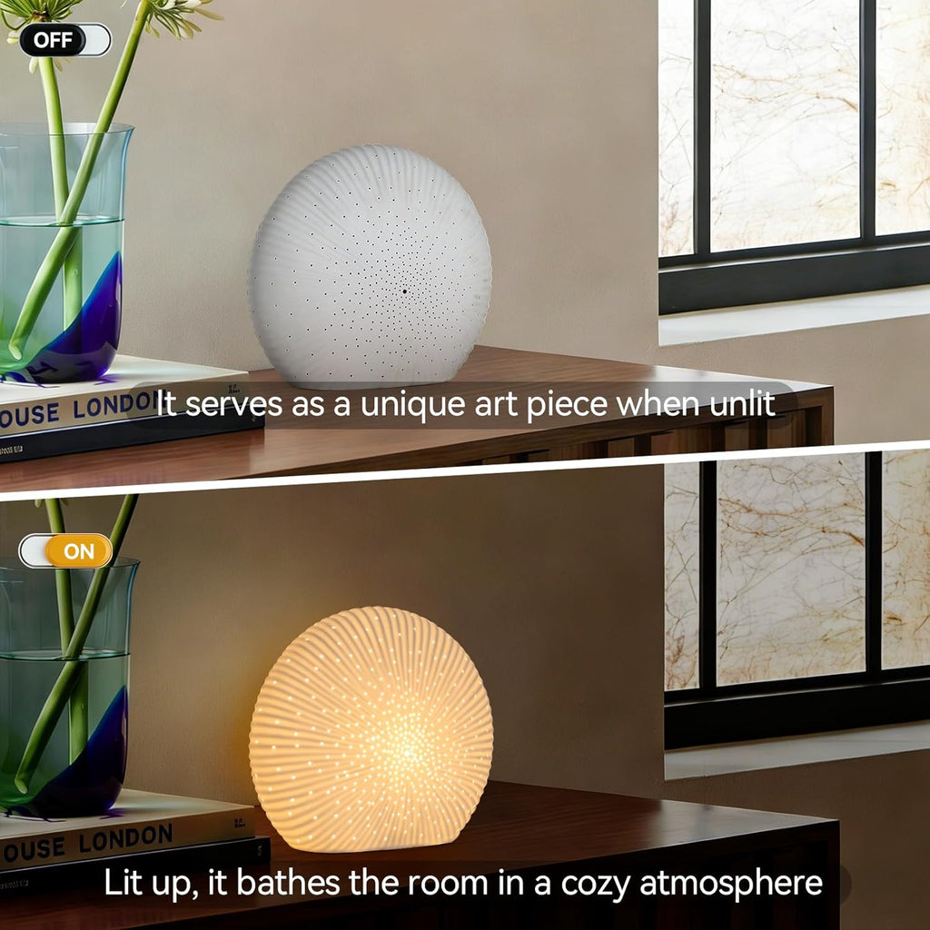 10.5"Modern Ceramic Table Lamp,White bedside table lamp, night Lamp,Decorative Lamp,Ambient lighting,Artistic lamp