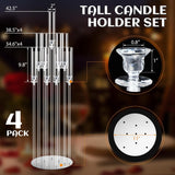 Tessco 4 Pcs 9 Arm 42.5" Acrylic Candelabra Table Centerpiece Floor Candelabras Clear Candle Holder with Removable