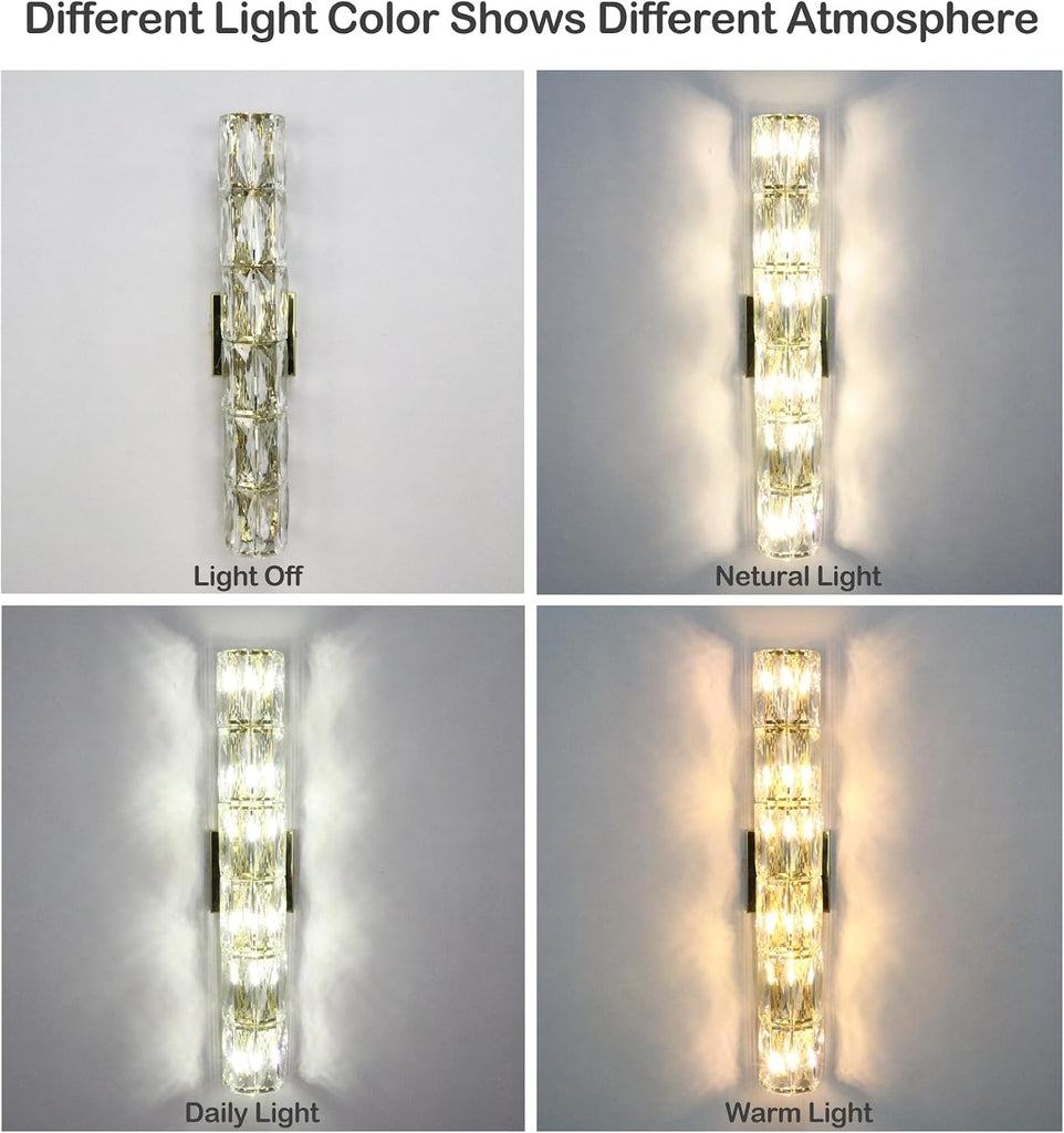 24-Inch Crystal Wall Sconce Gold Sconces Wall Lighting Mid-Century Modern 6-Light Luxury Brass Glass Wall Light