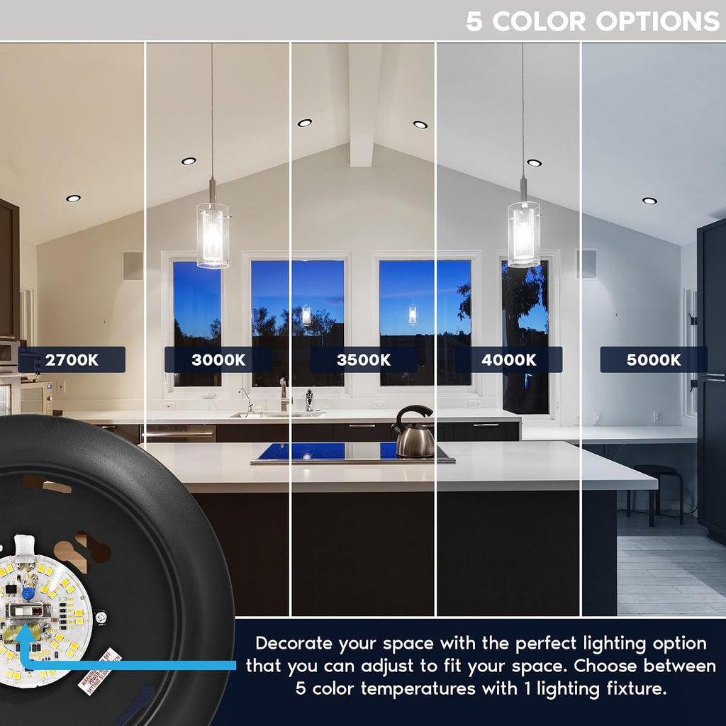 6 Inch LED Disk Lights, Dimmable Flush Mount Ceiling Light, 5CCT Selectable 2700K 3000K 3500K 4000K 5000K, 12.5W