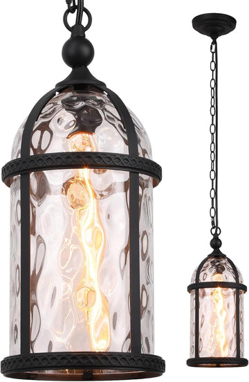 18 Inch Outdoor Pendant Light, Industrial Style Outdoor Hanging Lights, Vintage Exterior Hanging Lantern