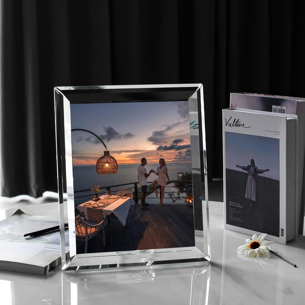 Crystal 8x10 Inch Picture Frame, Wedding Frame Tabletop Display, Display Pictures 8'' x 10'', Comes with Gift Box