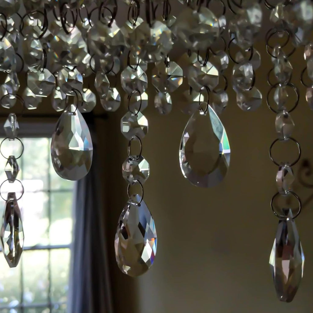 24 Pcs Teardrop Chandelier Prisms Candle Chandelier Crystal Pendants Glass Pendant Beads 1.5" for Chandelier Lights