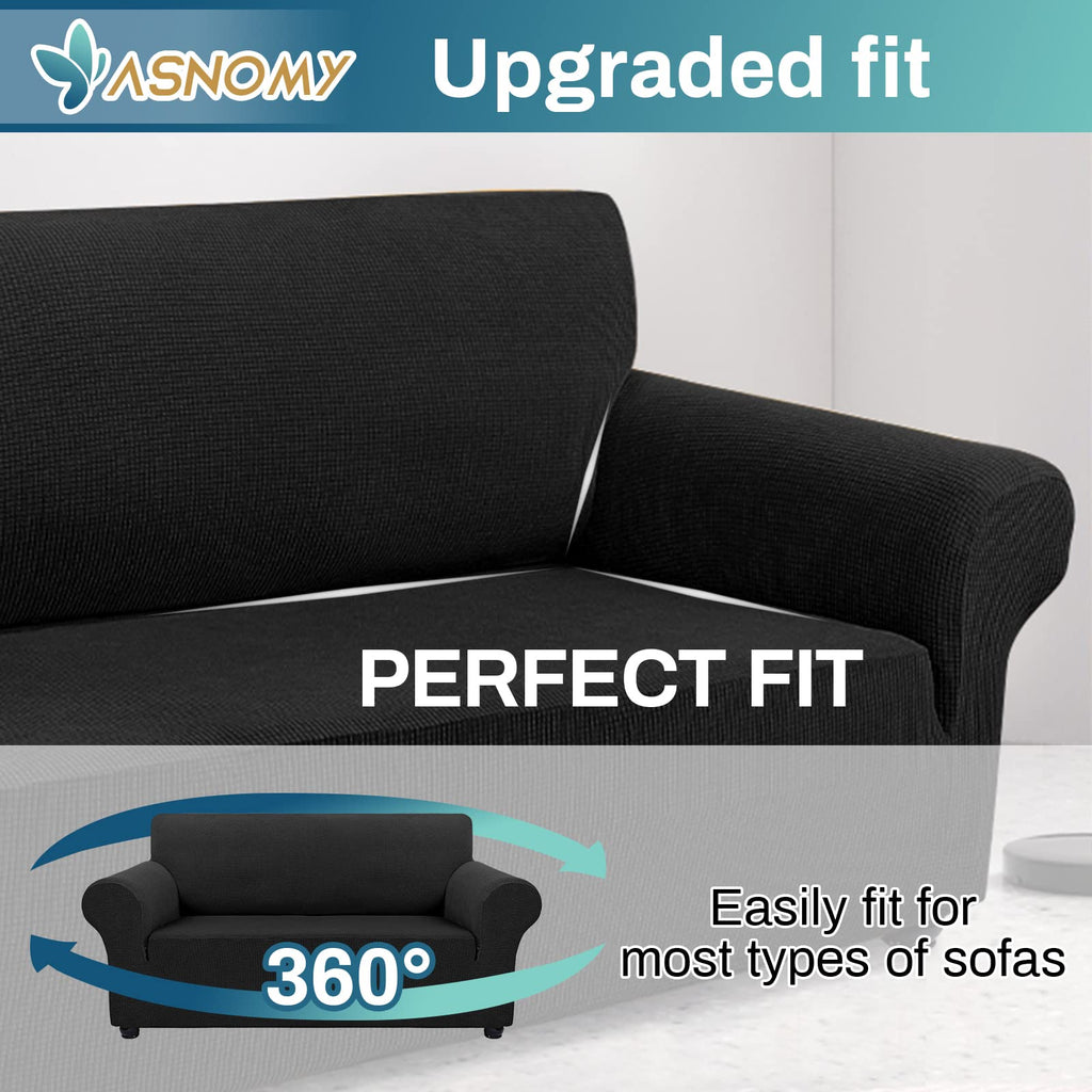 Stretch Couch Covers Washable, loveseat Cover Slipcovers, Black