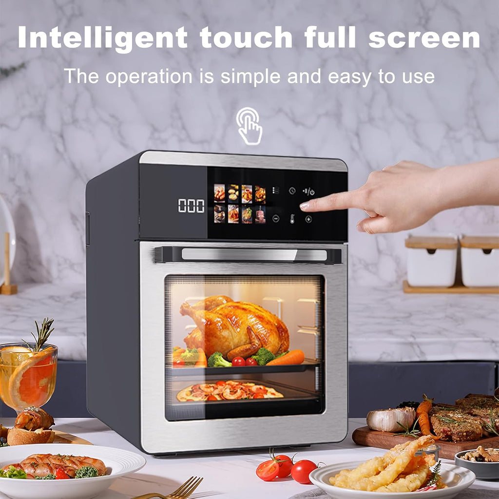 18QT Large Air Fryer Oven with Touch Screen Display, 10-in-1 Air Fry, Roast, Bake, Broil, Dry, Frozen, Proof Combo