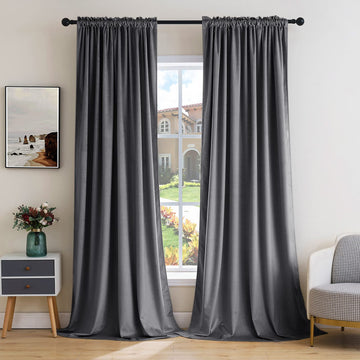 Grey Blackout Velvet Curtains Drapes 72 Inch Long 52"x72" Bedroom