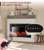 30 Inch Electric Fireplace Insert with Mantel, Freestanding Space Heater with Log Set and Crystal Stones, 750W/1500W, Adjustable LED Flame Colors, White