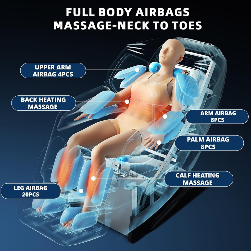 4D Massage Chair Full Body Zero Gravity Recliner,55" SL-Track Massage Chair | 15 Auto Modes,11 Technique,40 Airbags