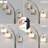 3 Lights Floor Lamp, 78" Tall Standing Lamp with Hanging Drum Shade, Modern Arc Floor Lamps with Heavy Base