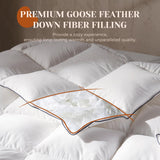 Goose Feather Down Fiber Cotton Comforter King, Ultra-Soft Duvet Insert, Hotel Collection White Quil