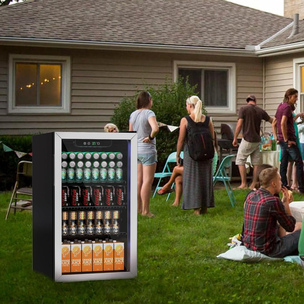 3.1 Cubic Feet Mini Fridge,110 Can Freestanding Beverage Refrigerator with Glass