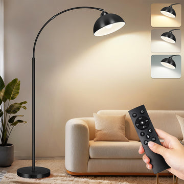 Arc Floor Lamps, 72" Modern Tall Lamp with Remote Control and Stepless Dimmable 9W LED Bulb