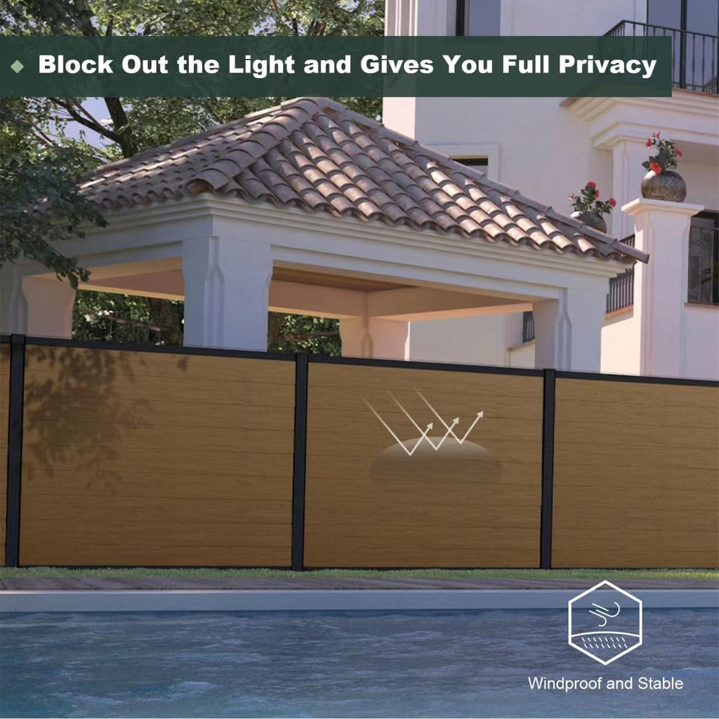 Privacy Fence Panels for Outside,6ft(W) x 6ft(H) Outdoor Privacy Panels with 1 Post,Wind Resistant Wood Plastic