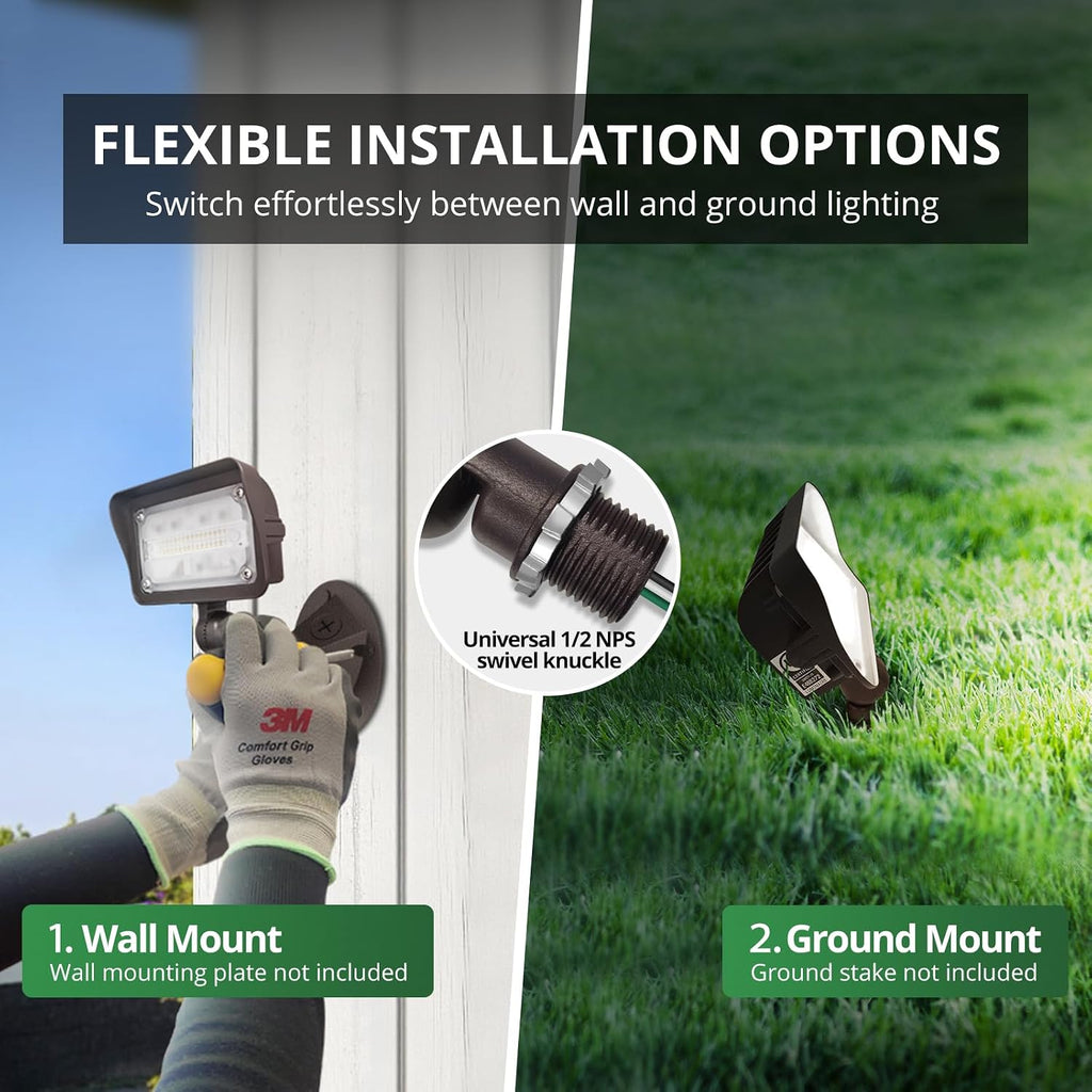 25W LED Flood Lights Outdoor, Dusk to Dawn Security Light, with Anti-Glare Guard, 120V 5000K 2750LM Waterproof