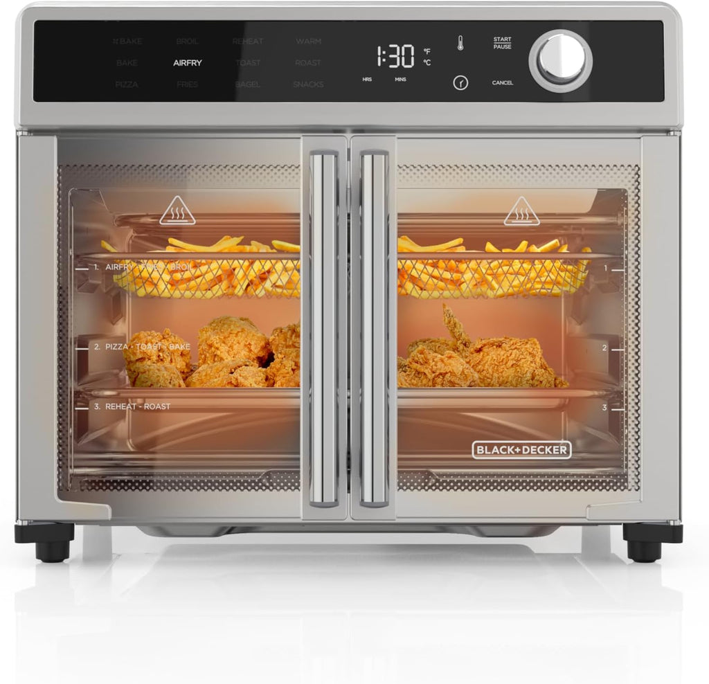 Crisp 'N Bake Air Fryer Toaster Oven Combo, 12 in 1 Countertop Convection Oven Cooks Food Fast, Fits a Whole Pizza or