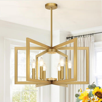 25"-61" Height Adjustable Modern Gold Chandelier for Dining Room, No Assembly Required Gold Dining Room Light Fixture